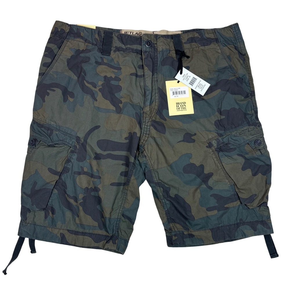 Jetlag Mens Camo Cargo Shorts Green Woodland Camouflage US-310-SK Size 38 NWT